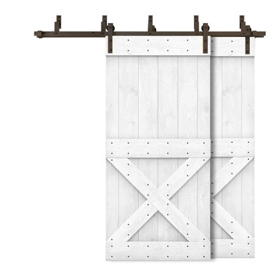 84'' Solid Wood Paneled Painted without Installation Hardware Kit Barn Door