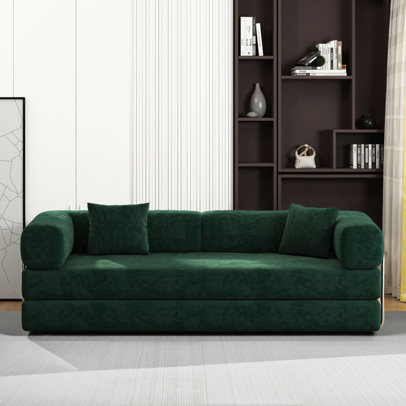 Lit à accoudoirs au sol modulaire convertible 78,8 pouces, profondeur d'assise de 70 cm pour une assise confortable, se transforme en double tissu lavable et plissé lavable, 3 unités de fixation à haute résistance, type L