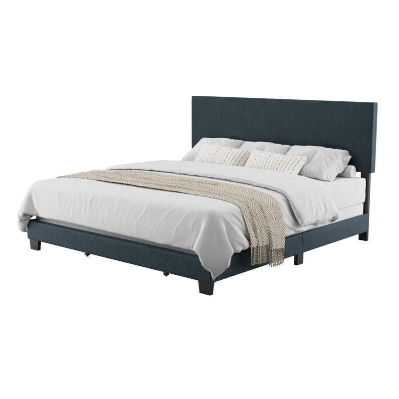 Lit tapissier Arlea, Très grand, Polyester bleu