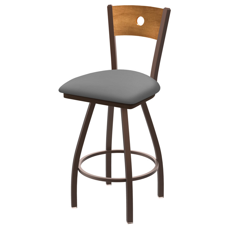 Tabouret pivotant Voltaire, Chêne naturel, Bronze, Siège CanterFolkstone gris / dossier moyen en ér
