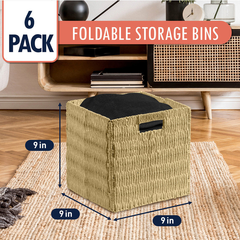 Ensemble de 6 paniers-cubes en osier, H 9 po x l 9 po x P 9 po, Tanné