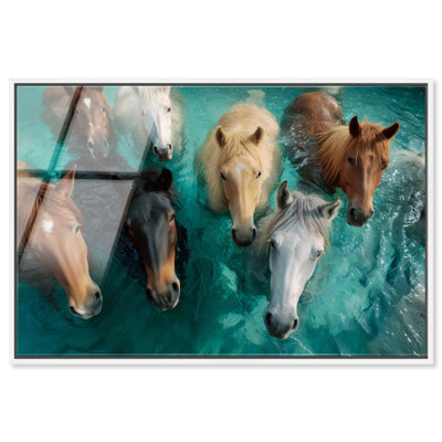 "Herd in the Deep II", reproduction d'art acrylique encadrée par Notoriart, cadre blanc, 30 x 20