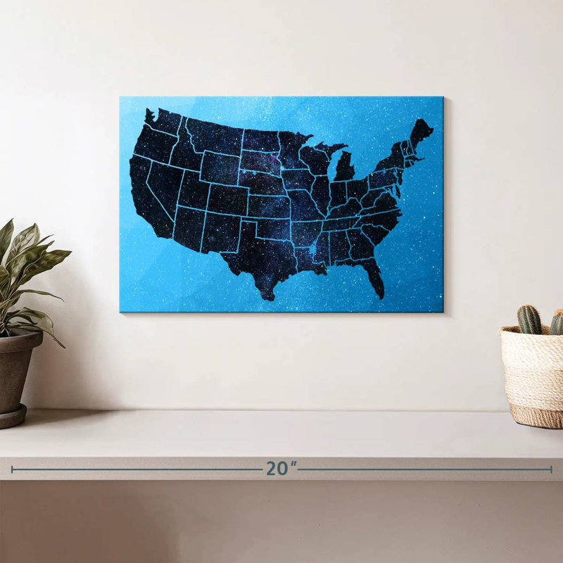Carte des États-Unis d'Aliaz, H 8 po x l 12 po