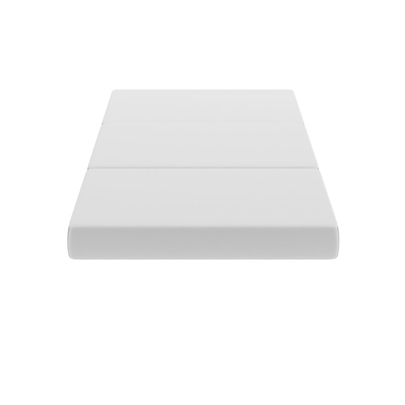 Portable Tri-Fold Cooling Memory Foam Mattress in a Box with Removable Washable Cover, Antique / Three Quarter