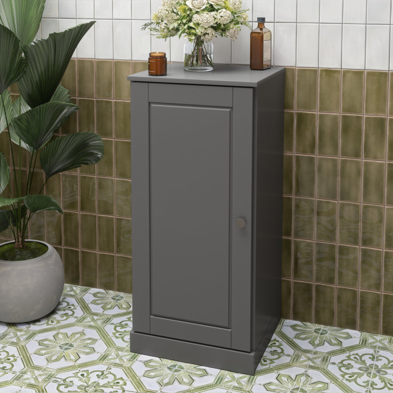 100% Solid Wood Short Narrow Bathroom Linen Cabinet with Door, Adjustable Shelves, Modular Bathroom & Laundry Storage Cabinet, 16.5" W x 35.75" H