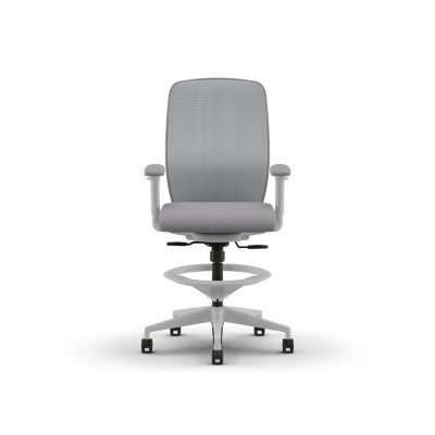 HON Nucleus Task Stool, Adjustable Footring, Fog Mesh, Aspen Fabric, White Frame