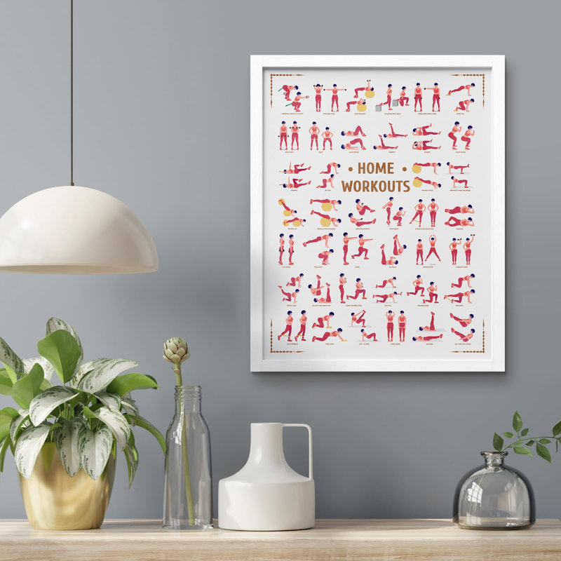 Affiche d'exercice à domicile - 50 petits exercices pour les amateurs de forme physique, H 16 po x l 12 po, Blanc