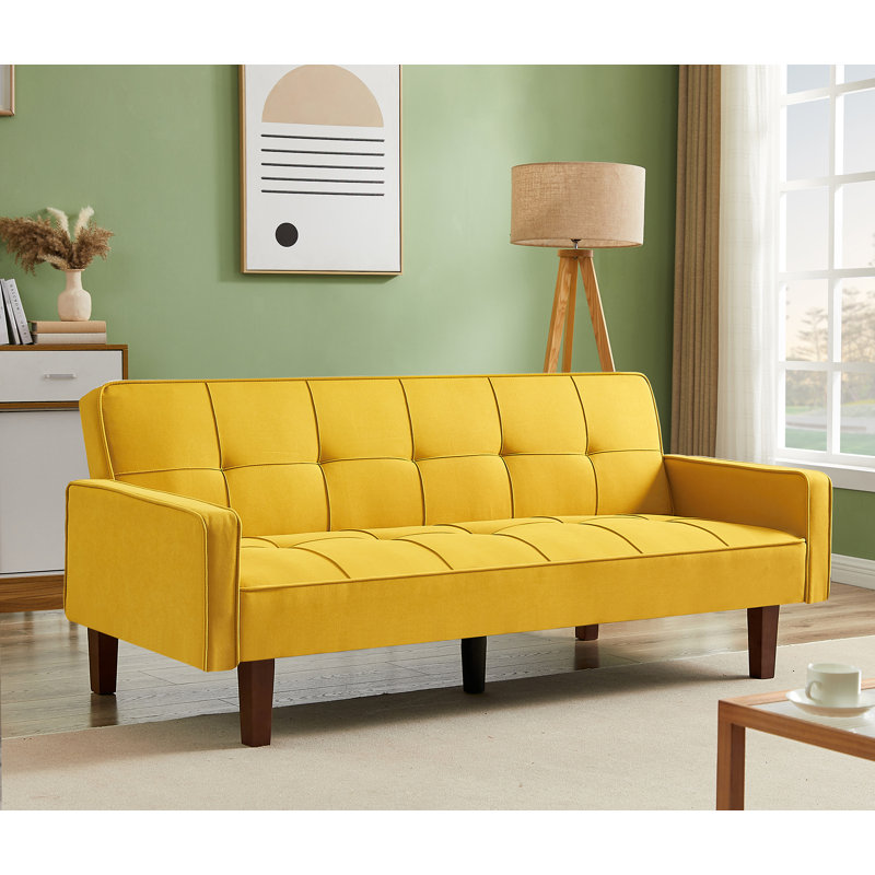 Canapé convertible pour salon Anitta, Polyester jaune
