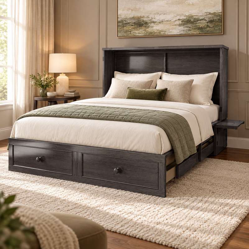 Murphy Cabinet Bed,multi-functional Cube, Usb Charging Station,solid Wood Mobile Wall Bed Chest With Storage Drawers For Bedroom Office