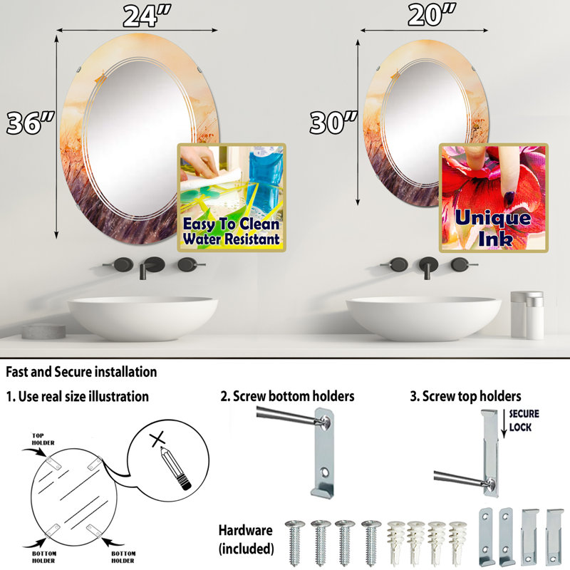 Miroir de salle de bain sans cadre, 36 po x 24 po