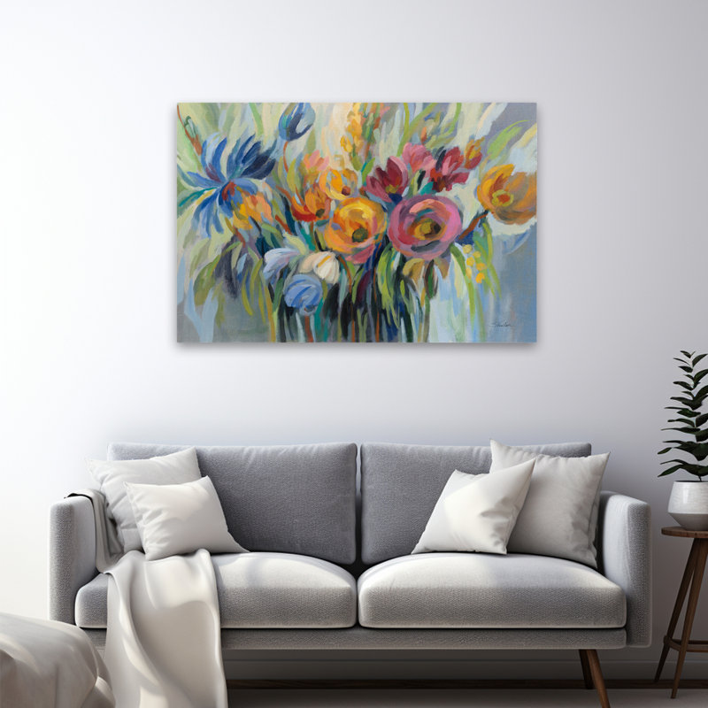 Bouquet de dahlias - Fleurs de feu, H 32 po x l 48 po