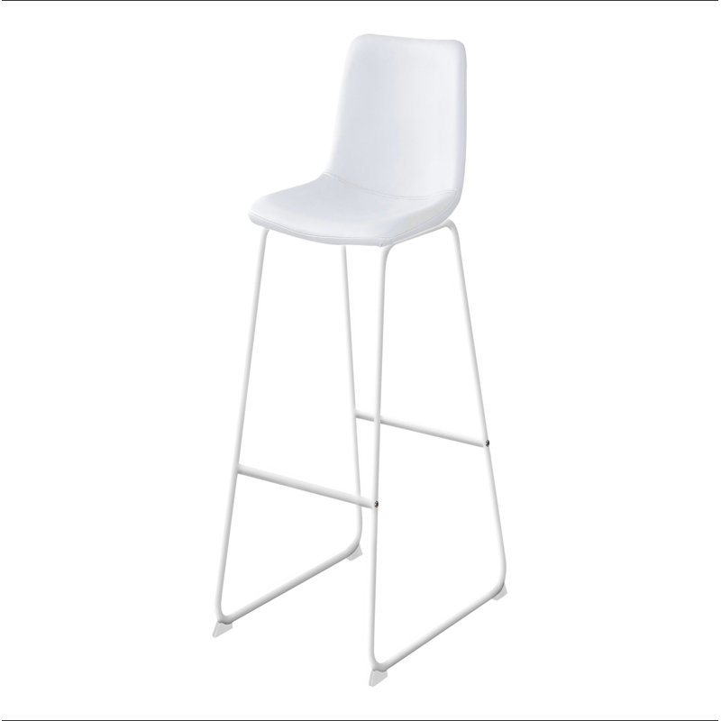Chaise de bureau, hauteur de bar, debout, bureau d'ordinateur, travail, aspect cuir, métal, contemporain, moderne, Blanc