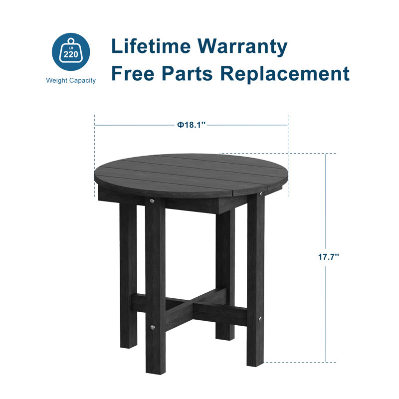 All-Weather HDPE Patio End Table, Easy Maintenance Small Outdoor Table, Fade-Resistant Side Table for Backyard, Pool, Porch 