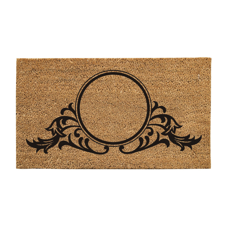Elegant Circle Swirl Natural Coir Monogram Mat