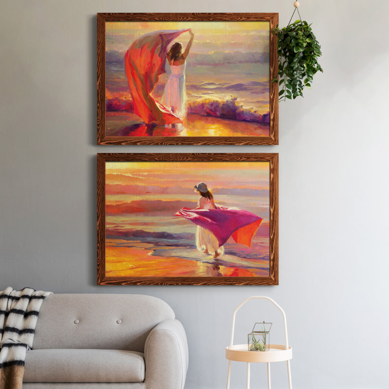 «Ocean Breeze», ensemble de 2 peintures sur toile encadrées, Cadre en érable, H 31 po x l 44 po x P 1 po