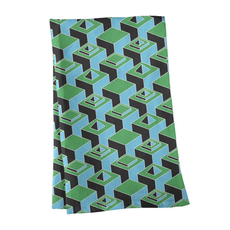 Serviette de thé skyscrapers Patricia Geoffrey, Bleu / Vert, Sergé de coton