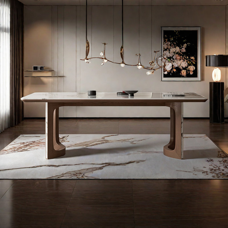 Modern simple light luxury dining table, 29.52" H x 55.11" L x 31.49" W