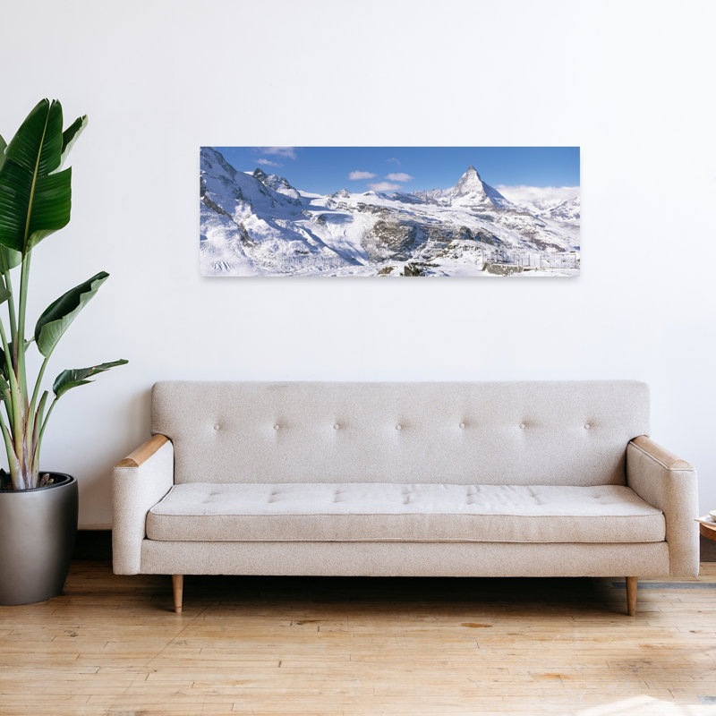 Matterhorn, Suisse, paysage abstrait contemporain, art mural montagne, H 16 po x l 48 po
