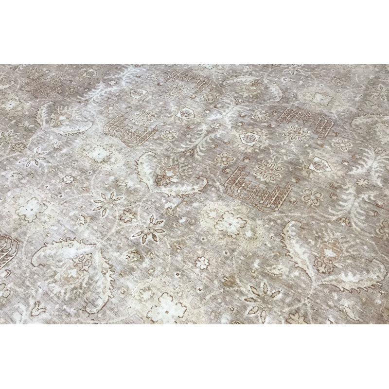 Tapis beige noué à la main de haute qualité