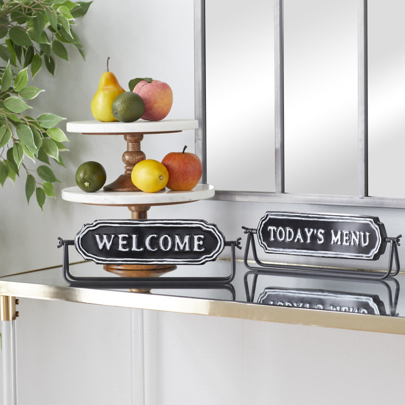 Ensemble de 2 plaques décoratives "Welcome" et "Today's menu"