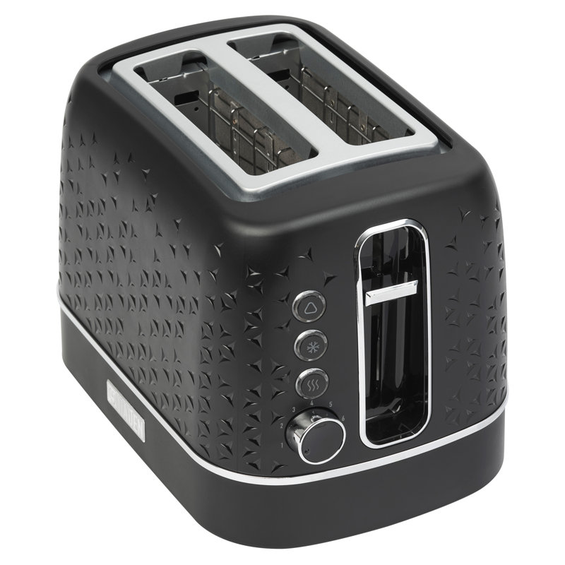 2 Slice Toaster Wide Slot with Removable Crumb Tray, Variable Browning Control, black, Black/Chrome