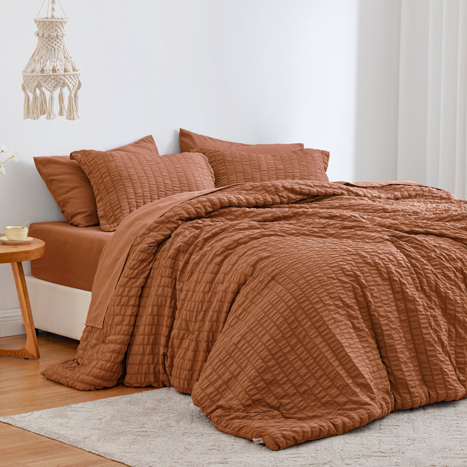 Comforter Set, Terracotta, California King-7 pieces