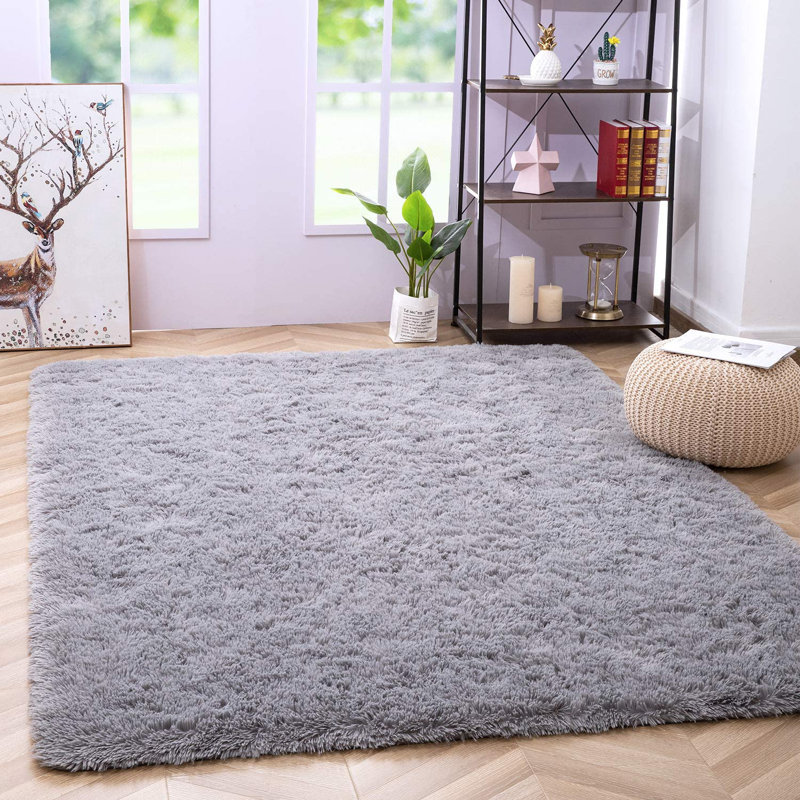 Braeley Solid Colour Shag Area Rug, Rectangle 122cm x 183cm