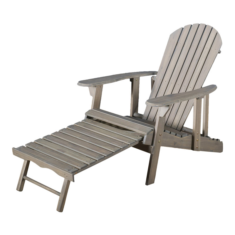  Chaise Adirondack pliante en bois d'acacia Clariandra avec dossier à lattes, Gris