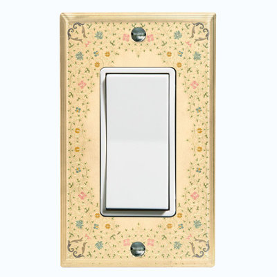 Creme Flower Elegant Frame 1-Gang Toggle Light Switch Wall Plate