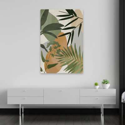 Nature Elements III - Contemporary  Modern Farmhouse  Tropical Botanical Illustration Palm Fronds Abstract Greenery Art