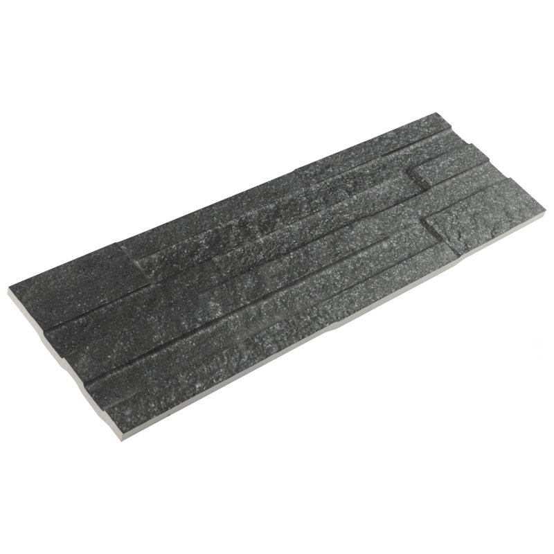 Tikal 7" x 20" Ceramic Stone Look Wall Tile, Black
