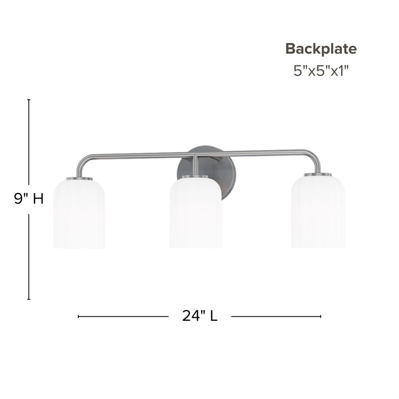 Parkmont Plug & Play 3-Light Vanity Light in Transitional and Modern Style-8.75 Inches Tall and 24 Inches Wide
