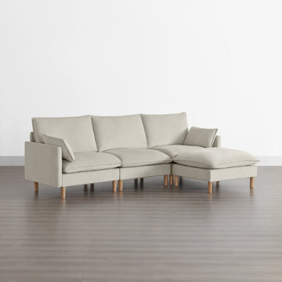 Clegg 107" Modern Upholstered Modular Sectional Sofa With Ottoman