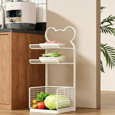 Tablette de cuisine en fer multicouche, comptoir minimaliste moderne, utilisée pour préparer des repas et placer des pots, des bols, des plats et des supports à légumes