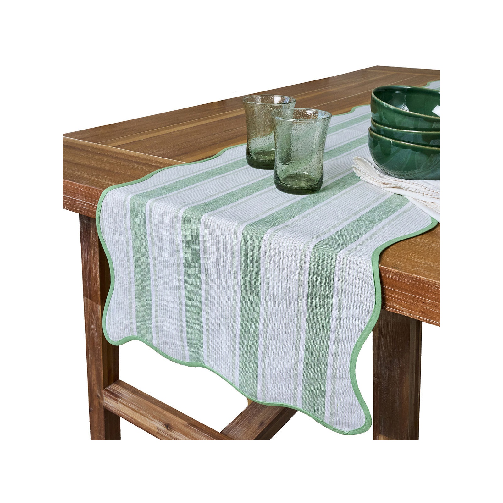 Cabana Stripe 18" x 90" Table Runner, Seagrass