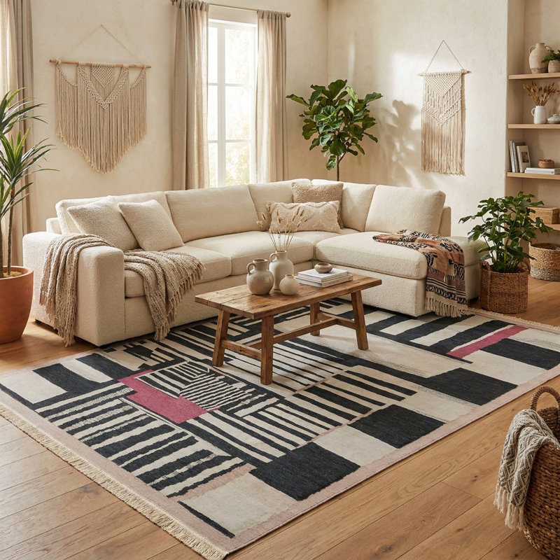 Tapis à rayures abstraites 7 pi x 10 pi