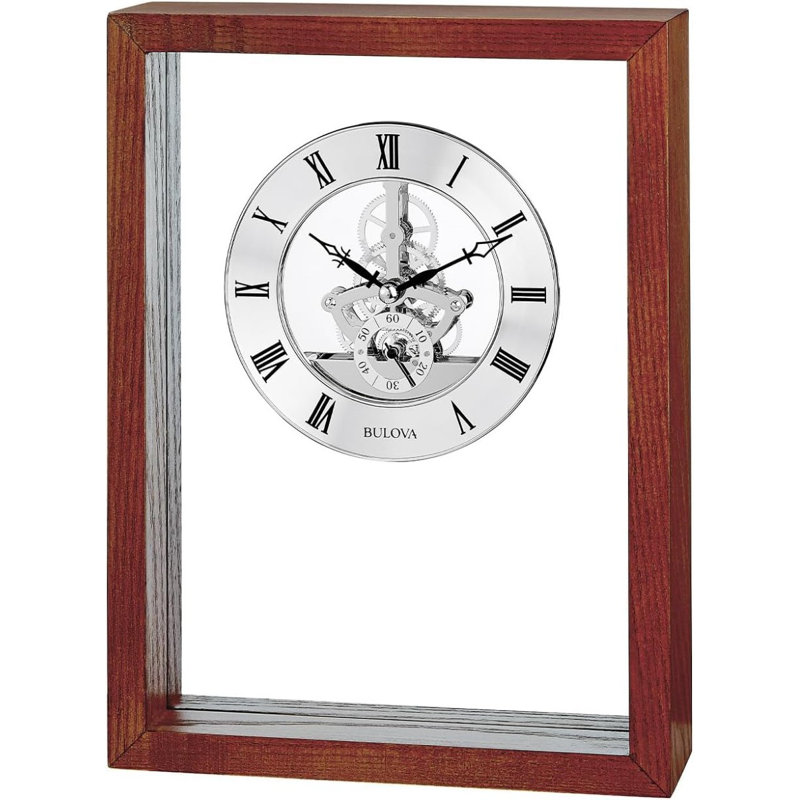 Bulova B1722 Engraver Glass Tabletop Wall Clock