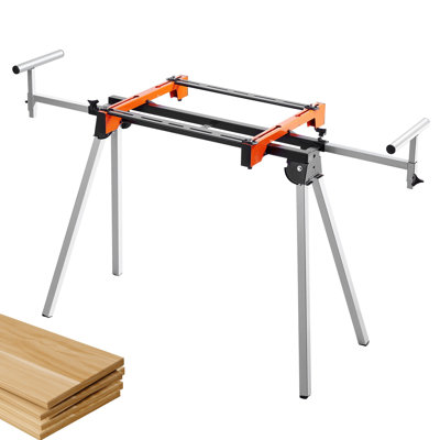 Miter Saw Stand, 300Lbs Load Capacity Steel Collapsible Stand For Miter Saw With One-Piece Mounting Brackets Clamps, Adjustable Height And Length, Portable Compact And Folding Miter Saw Stand