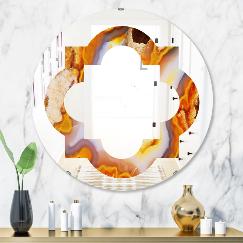 Miroir mural éclectique Quatrefoil Fire with Crystals, H 31,5 po x l po