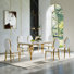 Ensemble de salle à manger 7 pièces moderne avec plateau en faux marbre et chaises rembourrées - pieds et sièges en acier inoxydable 6