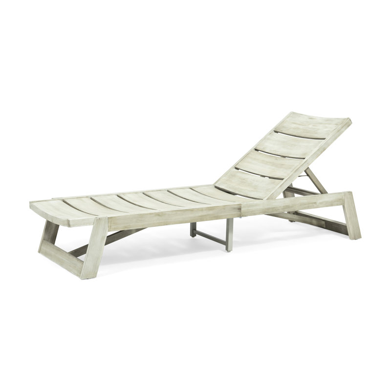 Wood Chaise Lounge In Grey With Adjustable And Metal Decor  2 2 Grey, Produced, Gray