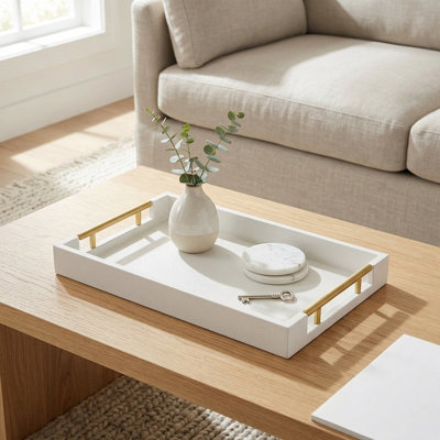 Baidy Hand-Finished Faux Shagreen Rectangular Serving Tray