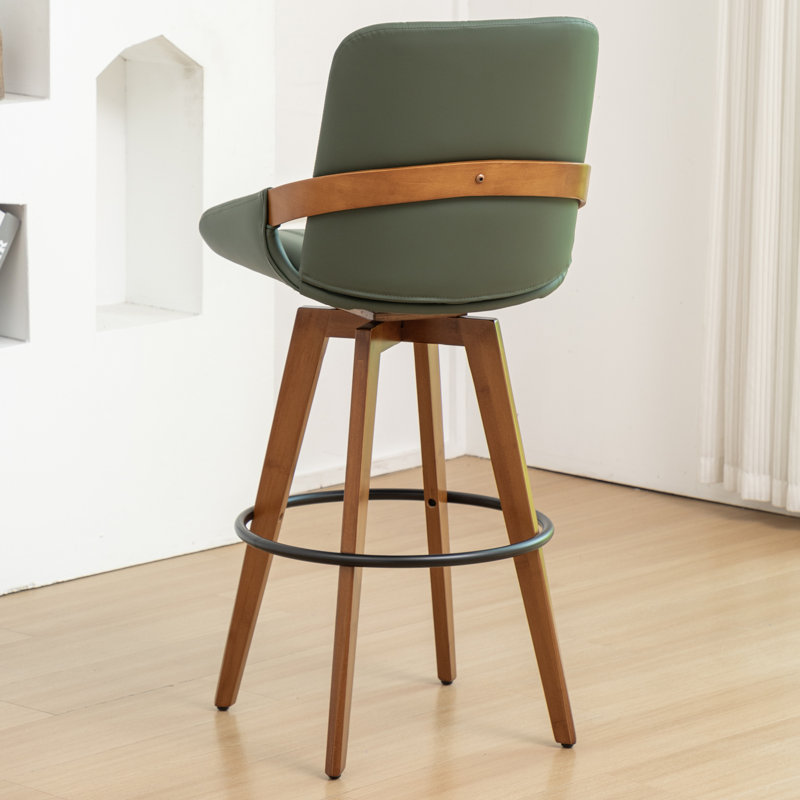 Swivel Upholstered Counter Stool, Green, Bar Stool (74.9cm Seat Height)