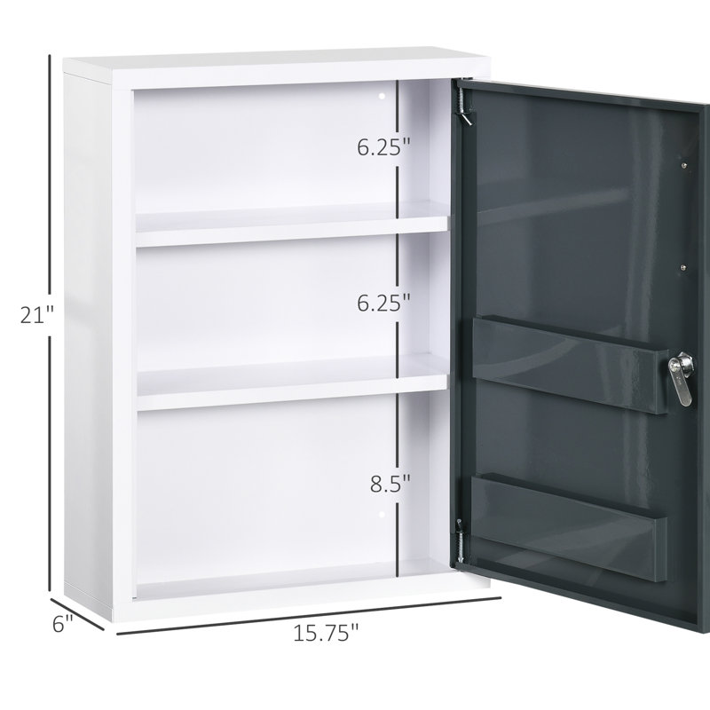 Armoire à pharmacie de salle de bain avec tablettes à l'intérieur et sur la porte