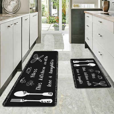 Ensemble de 2 tapis de cuisine noir noir