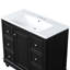 Meuble-lavabo contemporain de 36 po x 18 po x 34 po, 4 tiroirs, 1 porte d'armoire, rangement polyvalent, lavabo intégré en résine, tablettes réglables, cadre en bois massif avec panneau de fibres à densité moyenne
