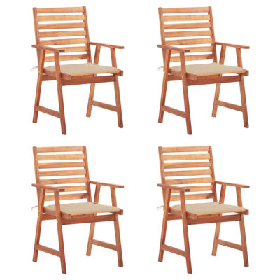 Wood Outdoor Dining Armchair with Cushions