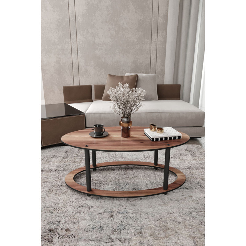 Modern Walnut Coffee Table with Compressed Kraft Legs, 23.6 x 15.7 x 15.0 inches | 100% MDF, Sturdy & Stylish Design | Perfect for Living Room, Industrial Charm & Solid Color Elegance