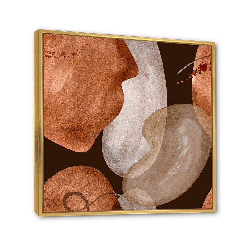 Décoration murale Mid-Century Earth Tones - Mid-Century, H 36 po x l 36 po x P 1 po, Cadre flottant doré