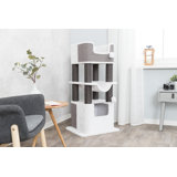 TRIXIE Lucano 43.3" XXL Cat Tree - Sisal Scratching Posts, Plush Covered House, Cat Beds, Platforms, Two Hanging Toys